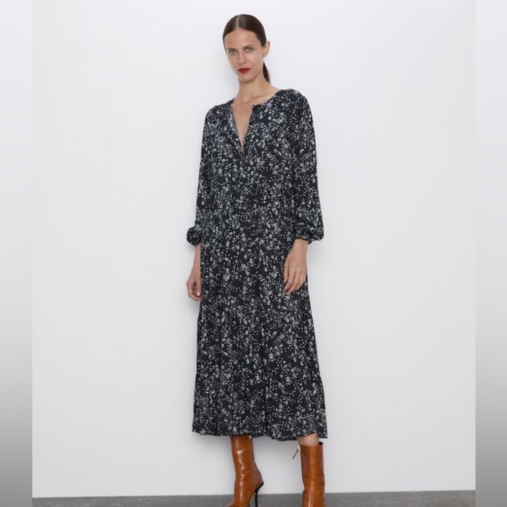 Zara Midi Floral Print Dress